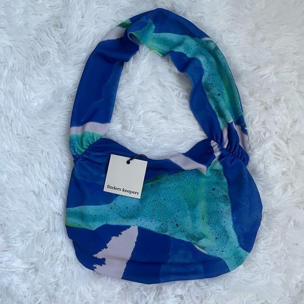 Finders keepers blue green halter crop top open back size small